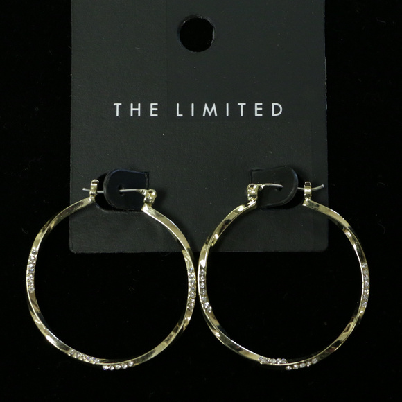NWT gold crystal pin catch hoop earring LTDE51 - Picture 2 of 8