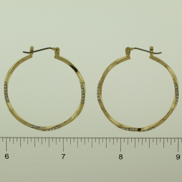 NWT gold crystal pin catch hoop earring LTDE51 - Picture 7 of 8