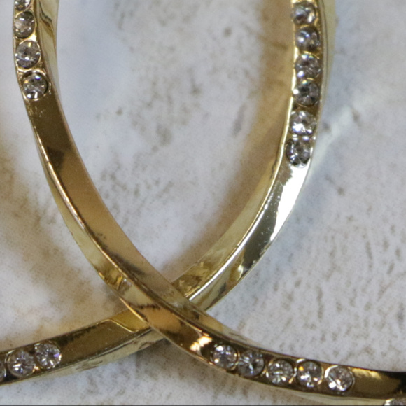 NWT gold crystal pin catch hoop earring LTDE51 - Picture 8 of 8