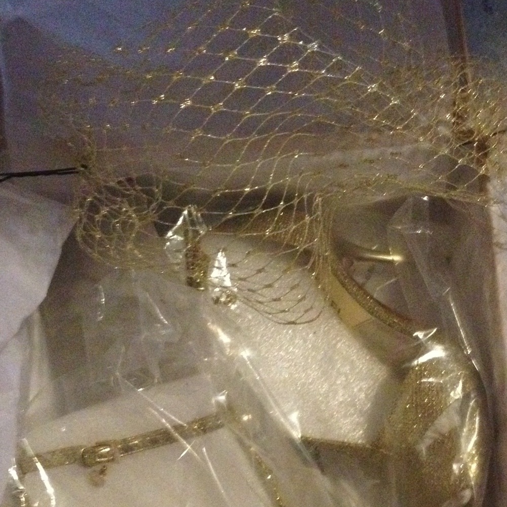 Gold 9" Birdcage Bandeau Veil