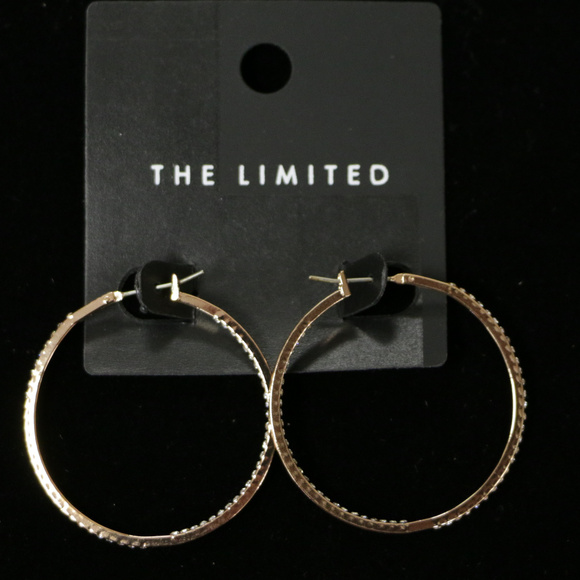The Limited Jewelry - NWT gold pave crystal pincatch hoop earring LTDE57