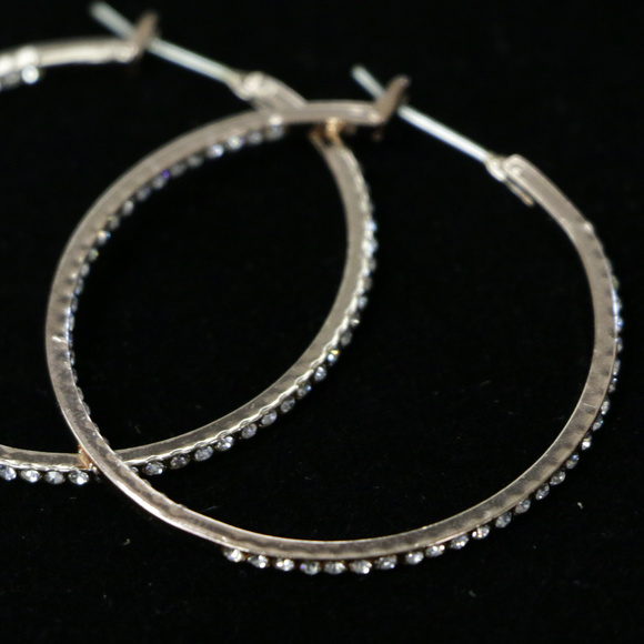 NWT gold pave crystal pincatch hoop earring LTDE57 - Picture 4 of 7