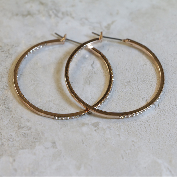 NWT gold pave crystal pincatch hoop earring LTDE57 - Picture 5 of 7