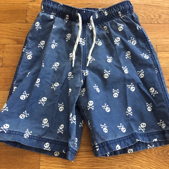 skull and crossbones swim trunks