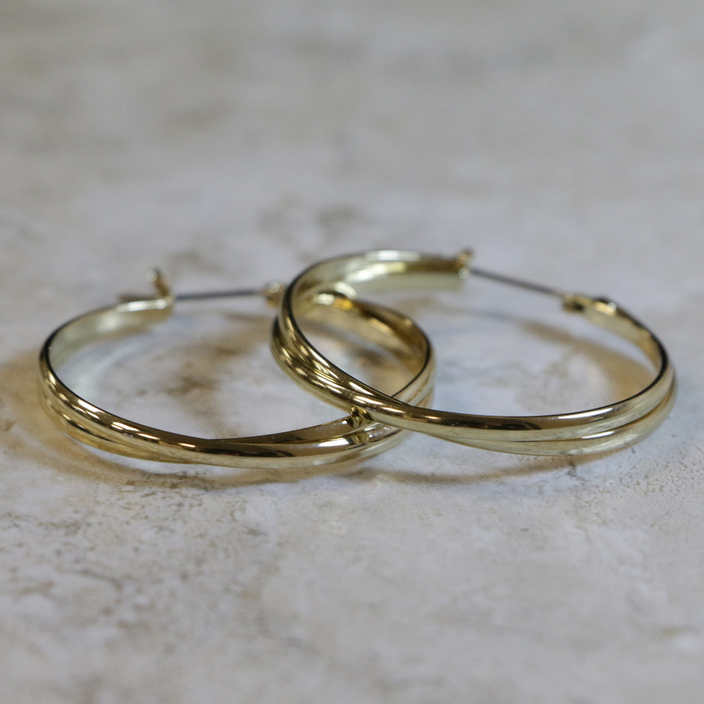 NWOT gold pin catch hoop earring LTDE32nc - Picture 6 of 6