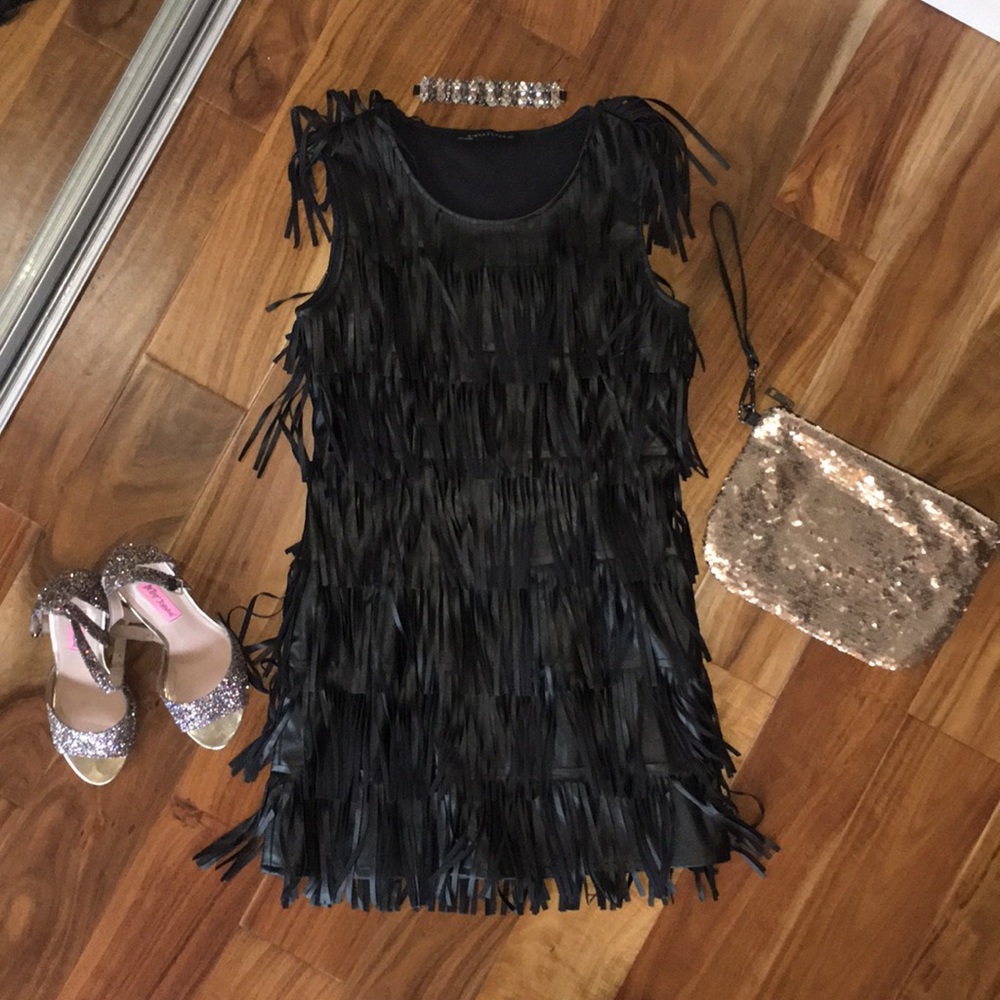 Faux Leather Fringe Mini Dress! 🖤🖤