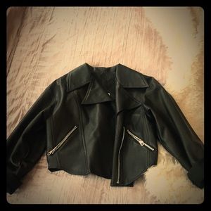 Vintage Wide Lapel Faux Leather Jacket