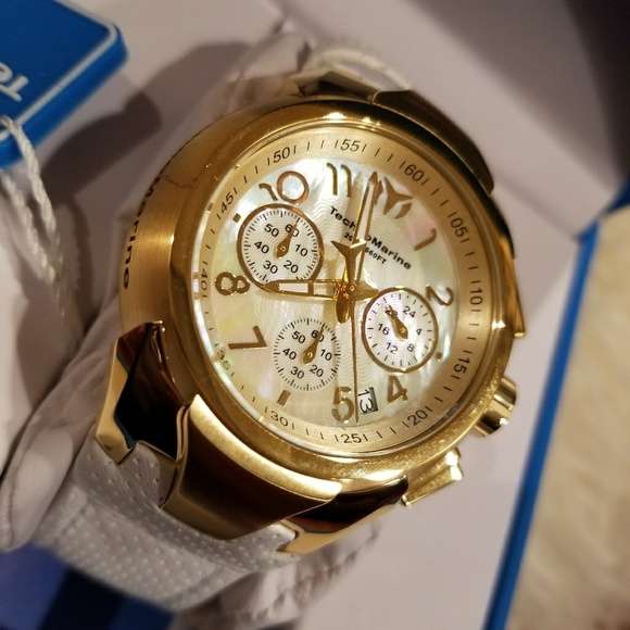 Technomarine white band gold watch $600 - Picture 3 of 3