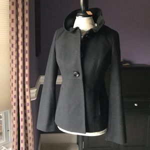 Black Gently Used Wool 3 Button Dress Coat