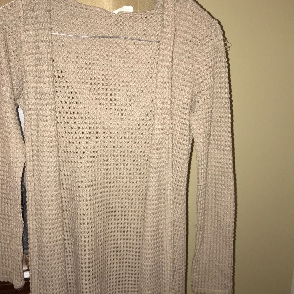Long sweater cardigan with hoodie
