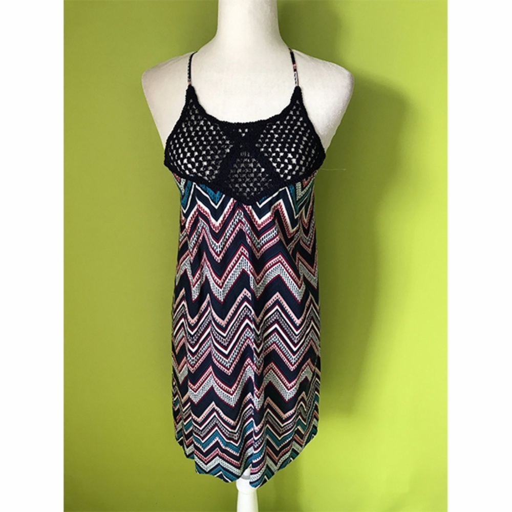 rue21 Crochet Top Chevron Multi Color Blue Dress S