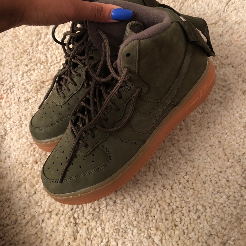 Olive suede Air Force ones