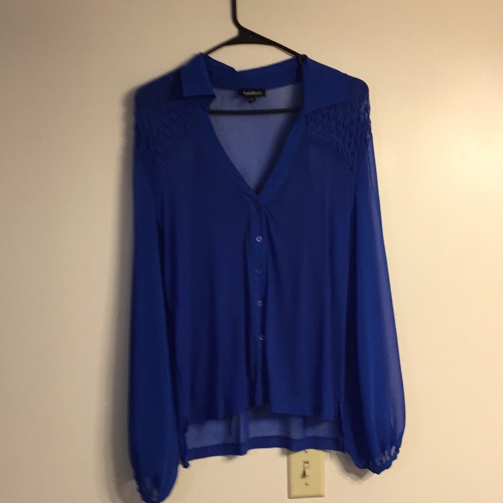 Blue bebe chiffon long sleeve with matching tank