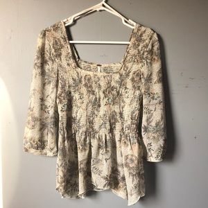 Free People XS quarter sleeve scrunch top