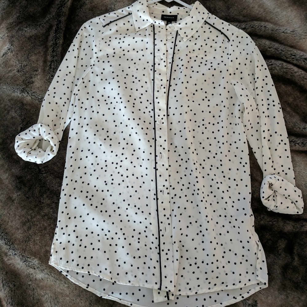 White blouse with black polkadots