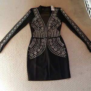 Black long sleeve mock neck dress