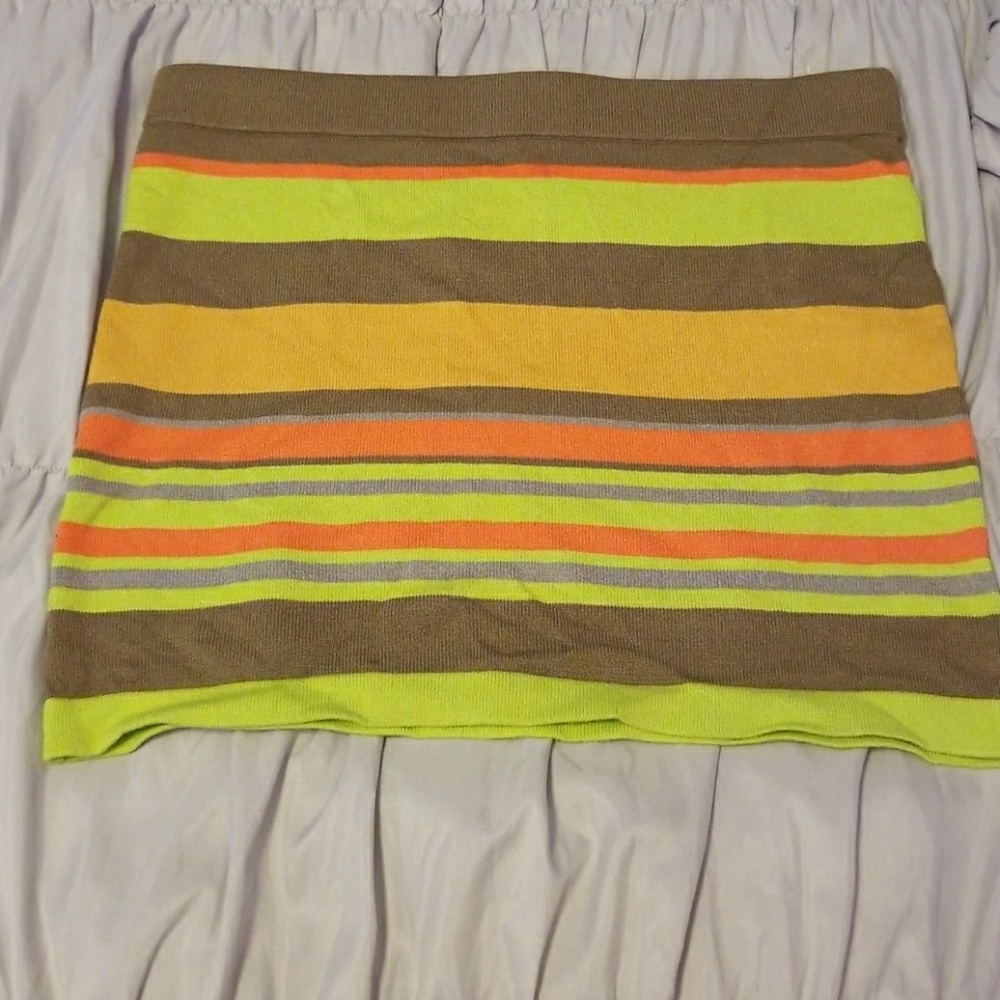 Multicolor Striped Mini skirt with Back Zipper
