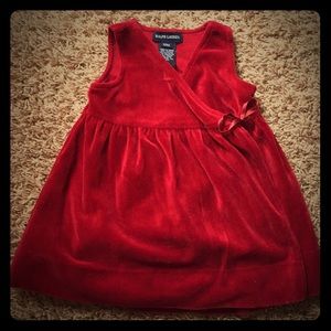 Ralph Lauren Red velour tie holiday dress