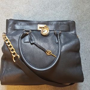 Michael Kors Large Hamilton Tote Satchel Black