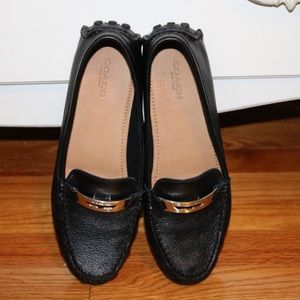 Coach black leather flats / loafers