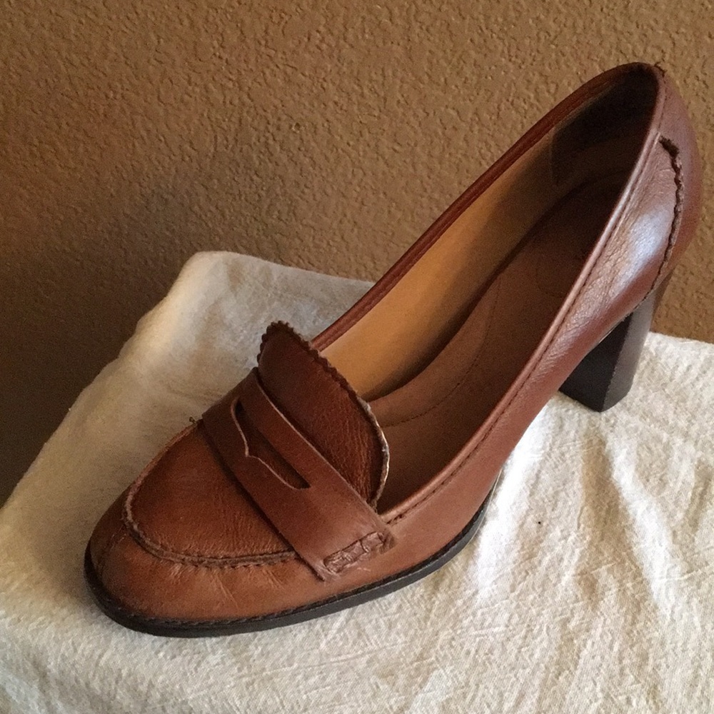 Brown leather heels