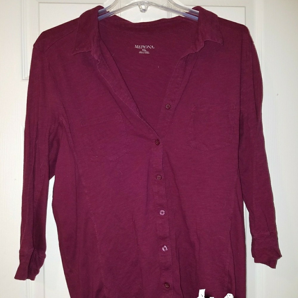 Burgundy button up