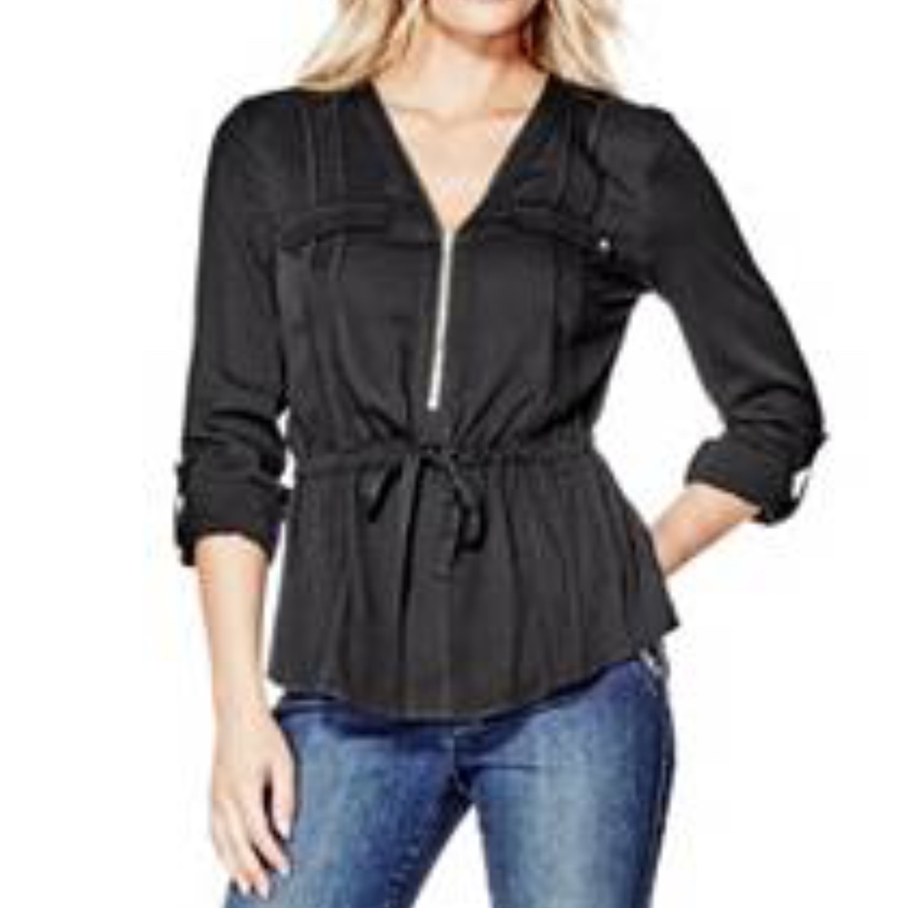 G by GUESS Dienna Long-Sleeve Top Coral Large