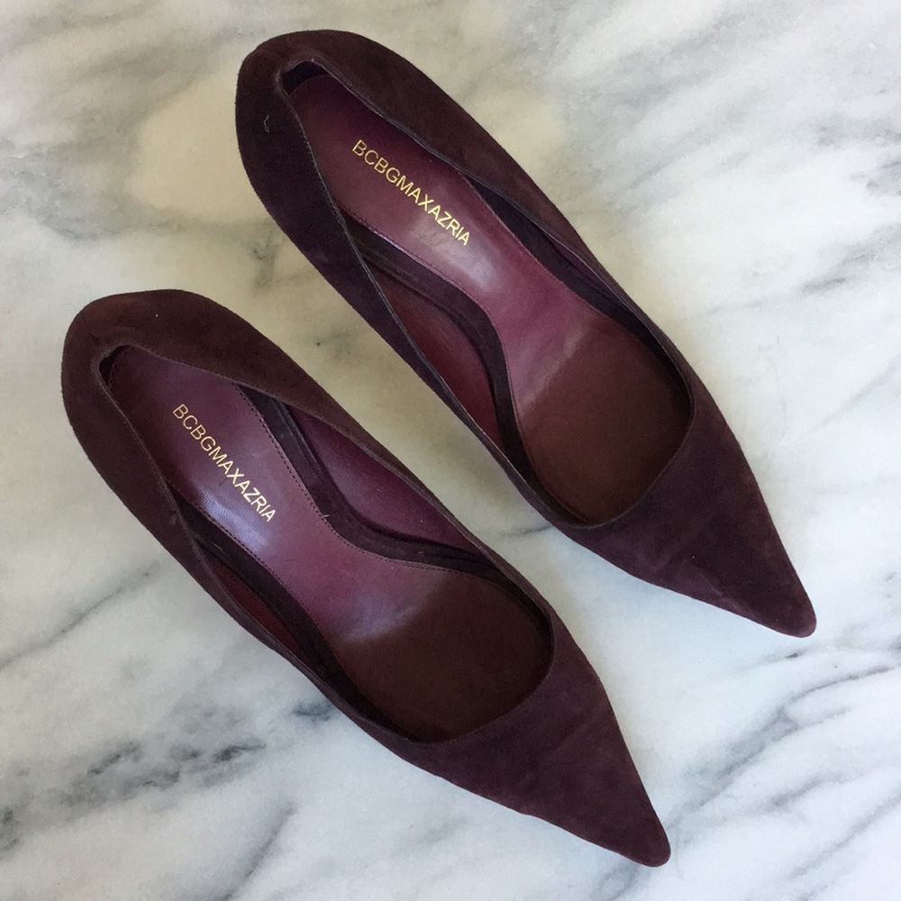 BCBG Purple Suede Pointed Heels Size 8