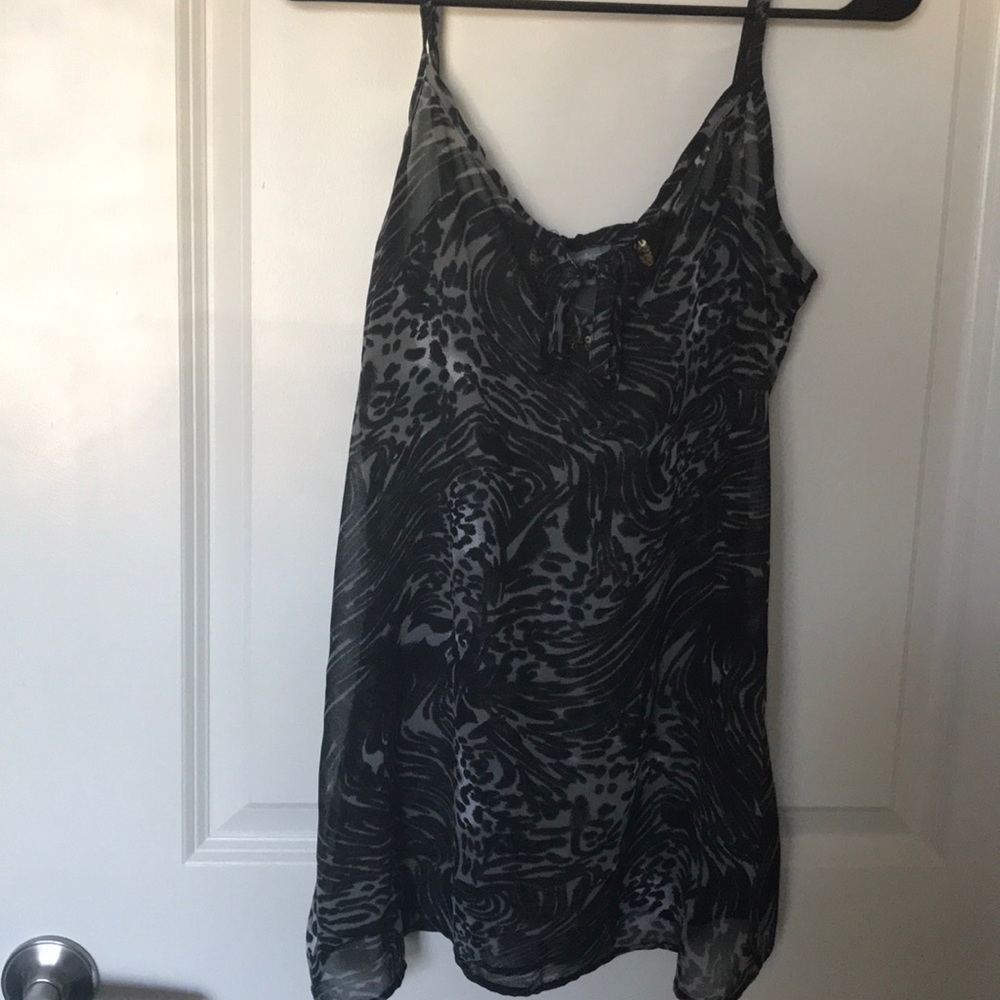 Animal print tank w/ gold accents