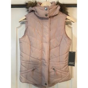Puffer Vest with Faux-Fur/Detachable Hood