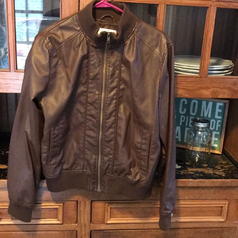 Chocolate brown “pleather” jacket