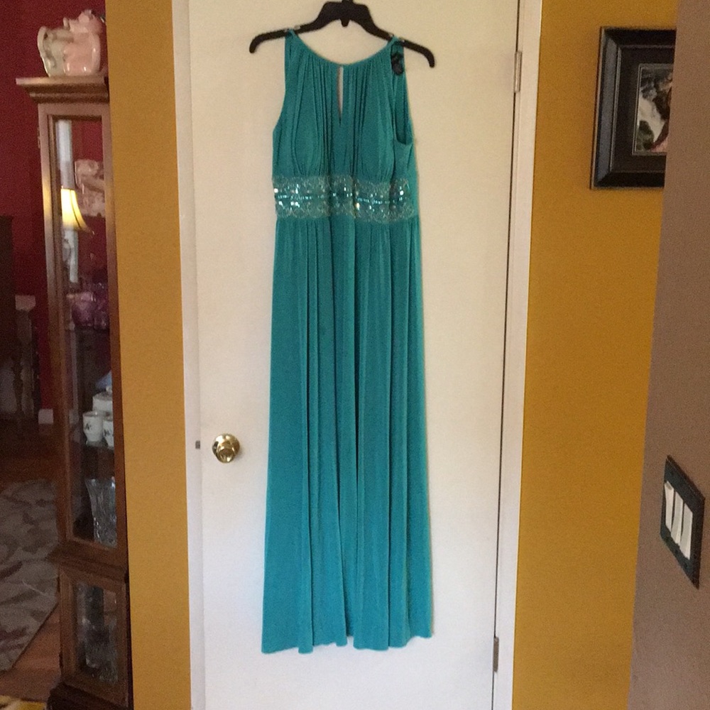 Teal maxi length formal dress