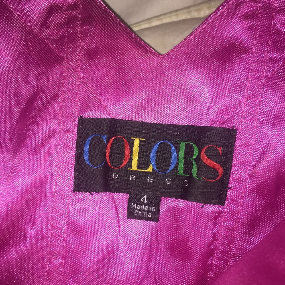 COLORS Hot Pink Beaded Bodice Chiffon Dress - Picture 6 of 7