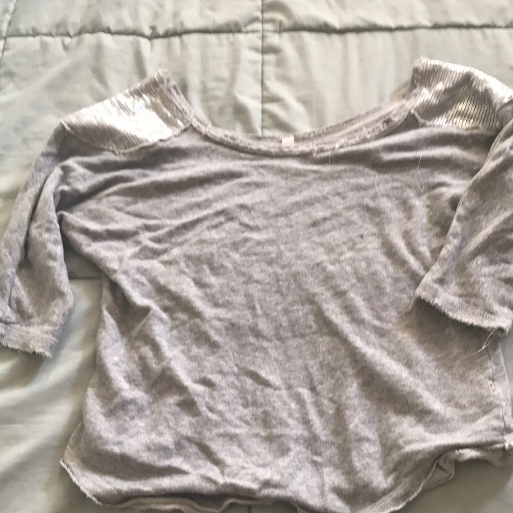 Deconstructed sweatshirt with sequin shoulders
