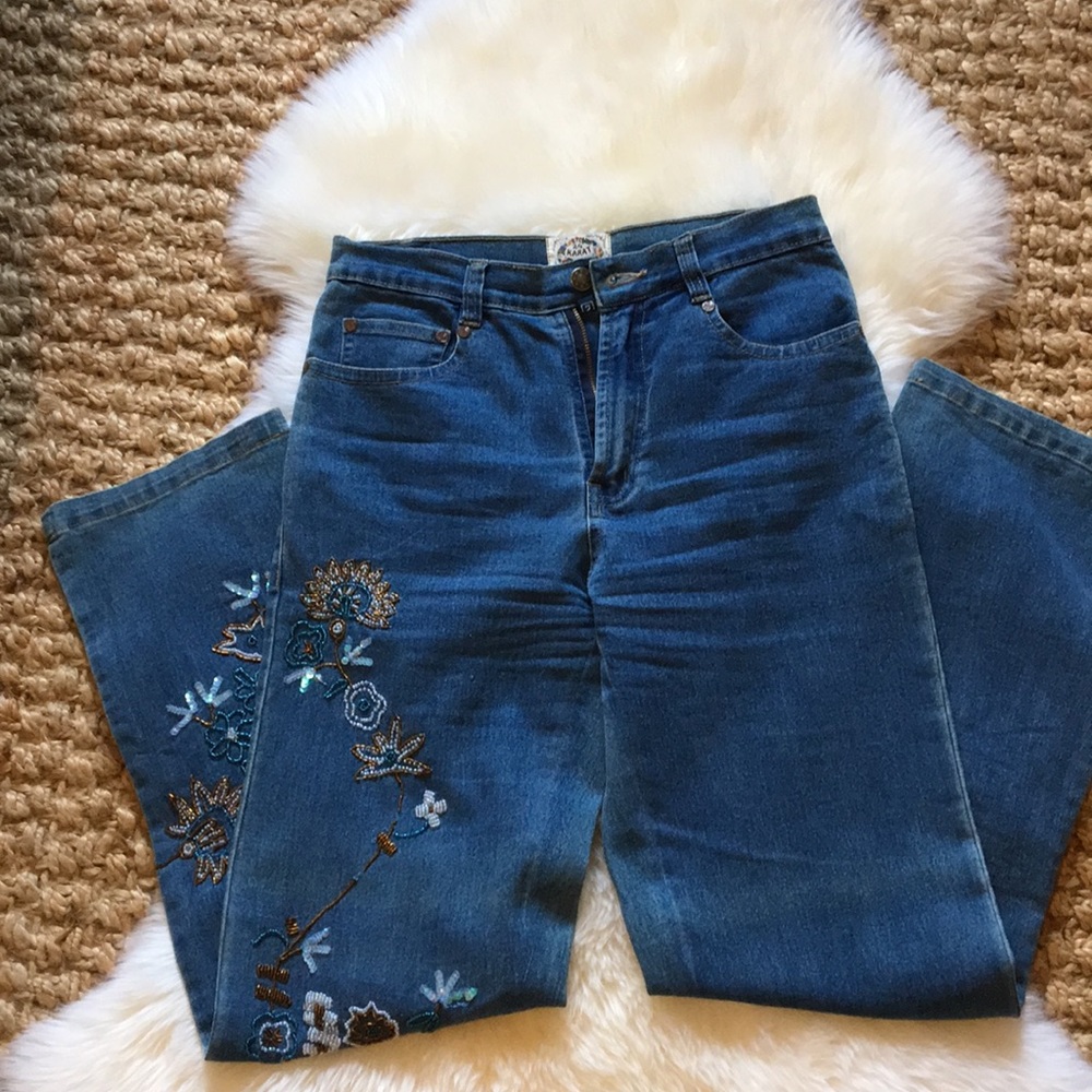 24K higher rise embroidered jeans