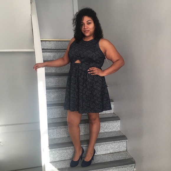 XXL Xhilaration Deep Sea Blue and Silver Dress - Picture 1 of 4
