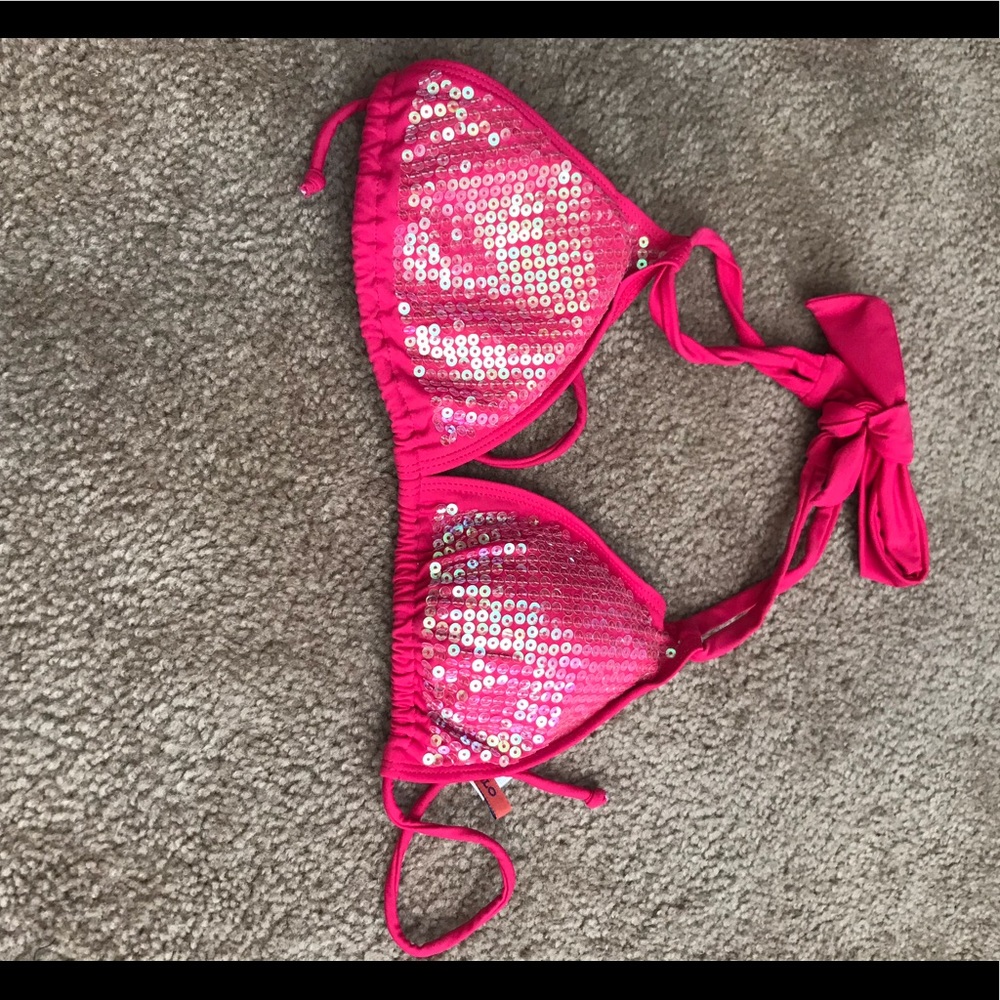 Pink Sequin Bikini Top