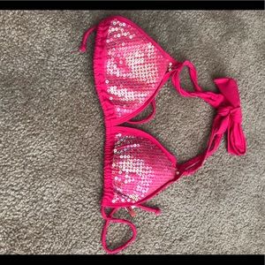 Pink Sequin Bikini Top