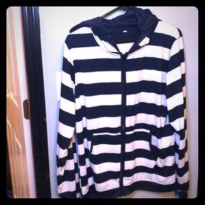 Black and white striped lightweight jacket