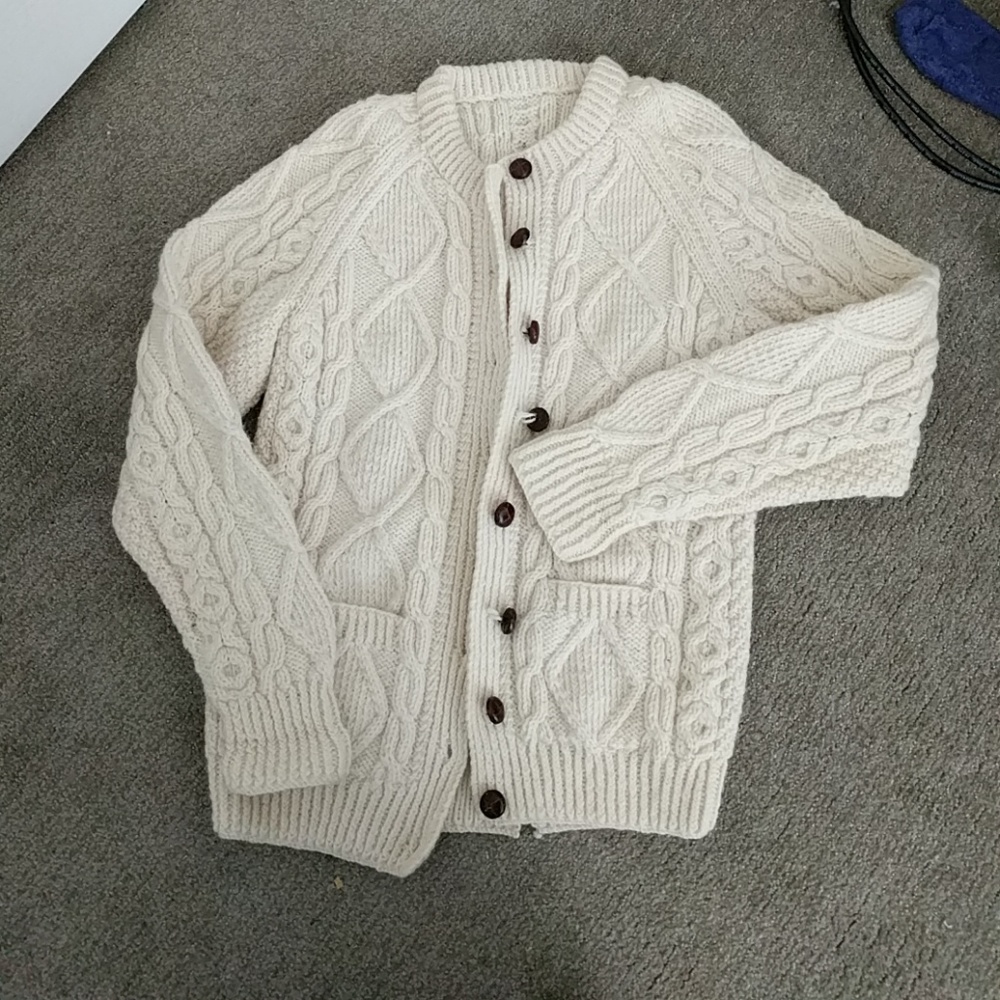 Vintage white wool fisherman sweater