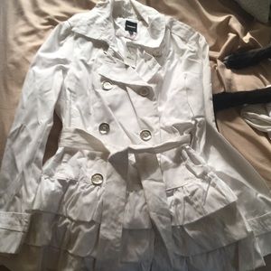 Brand new w tags express white jacket with ruffles