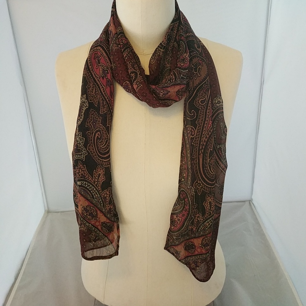 Sheer Pink Purple Paisley Scarf