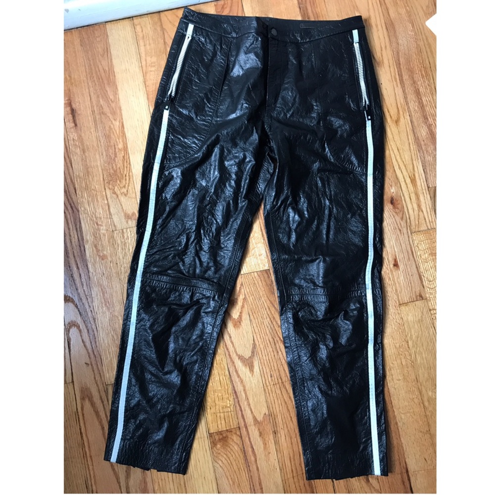 Rag and bone black leather trousers pant size 4