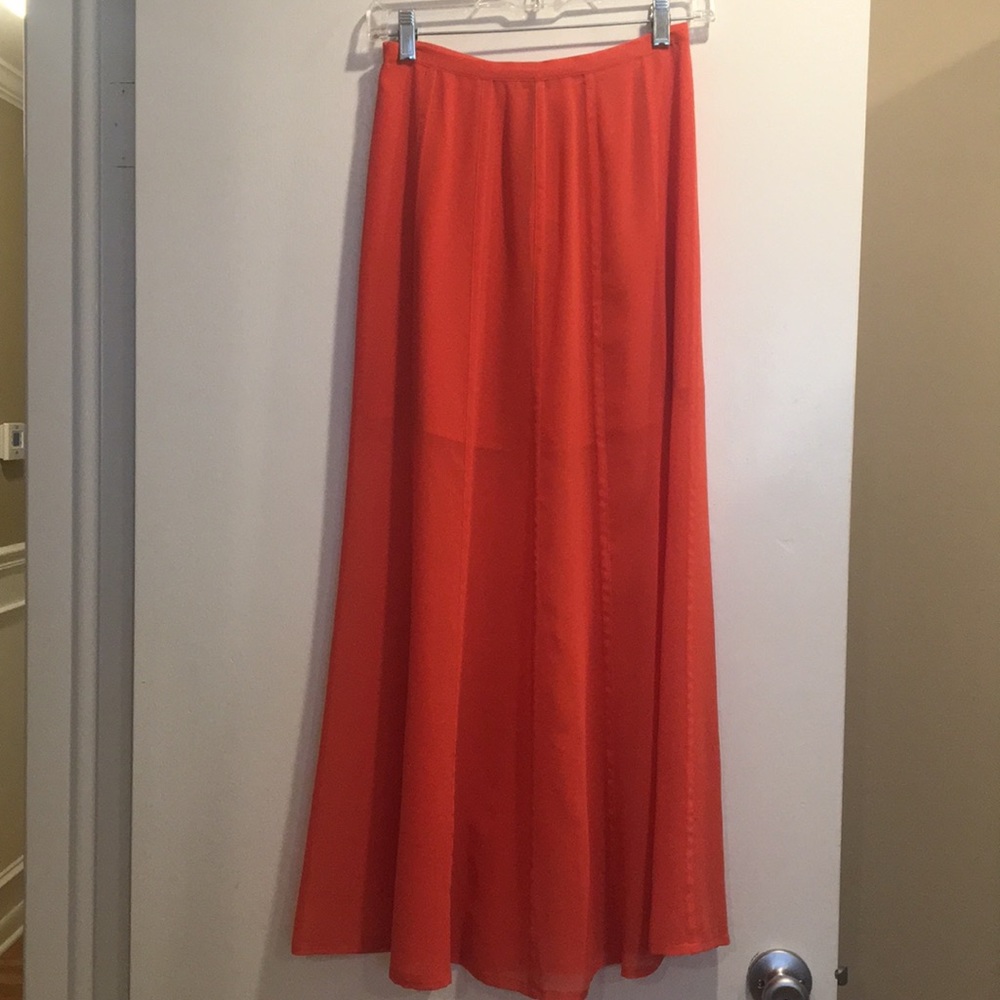 HINGE orange long flows skirt