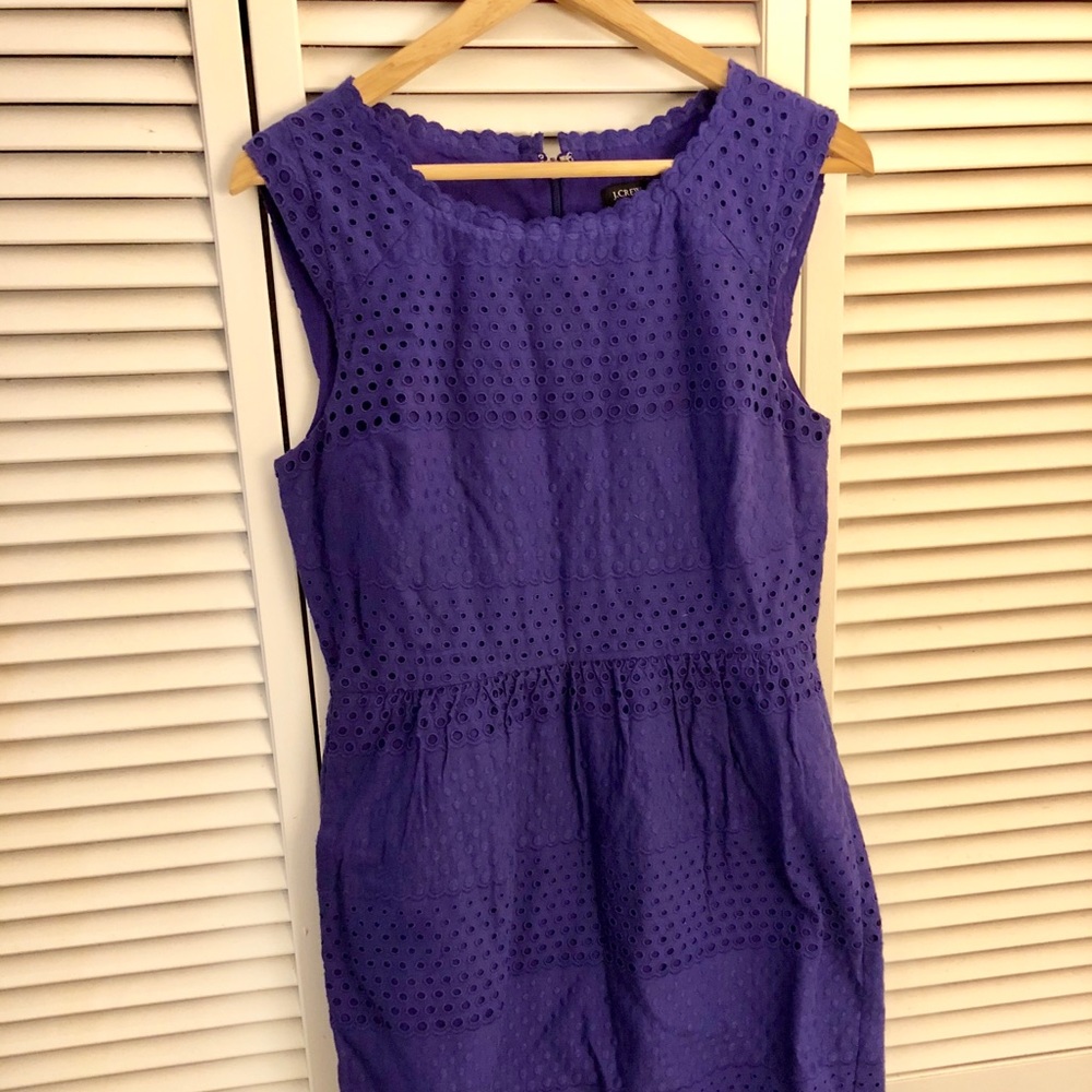 J Crew Sleeveless Royal Blue Eyelet Dress
