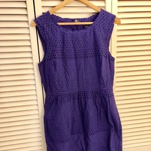 J Crew Sleeveless Royal Blue Eyelet Dress