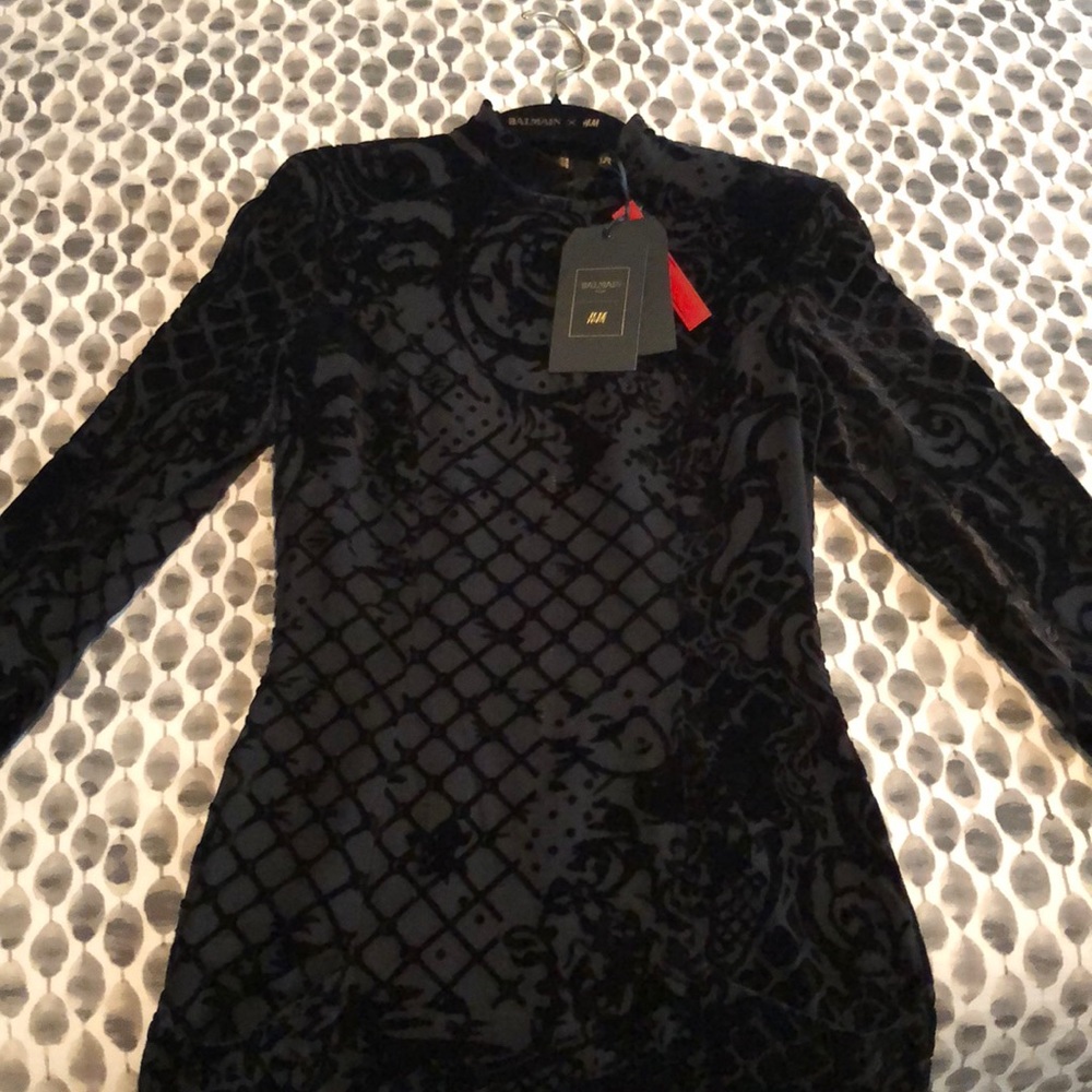 Balmain x H&M Black Velvet Dress Size 4