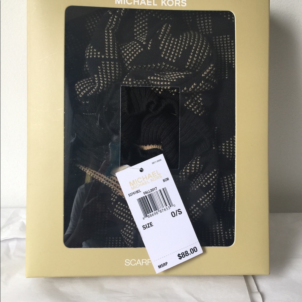 Michael Kors  MK Scarf & Beanie Set,Black/Camel, - Picture 2 of 5