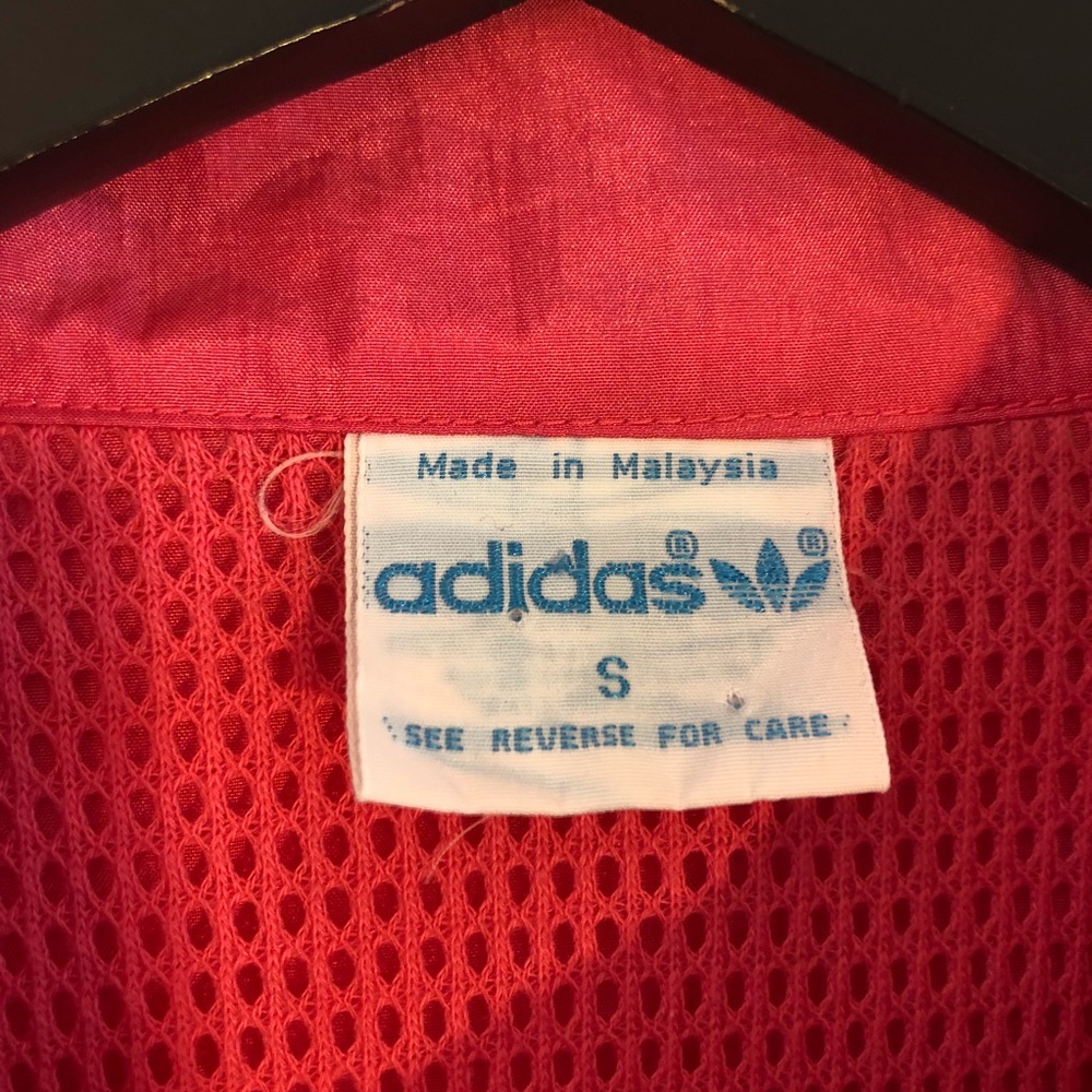 Vintage 70s Adidas Trefoil Snap Nylon Windbreaker Track jacket Pink - Picture 2 of 7