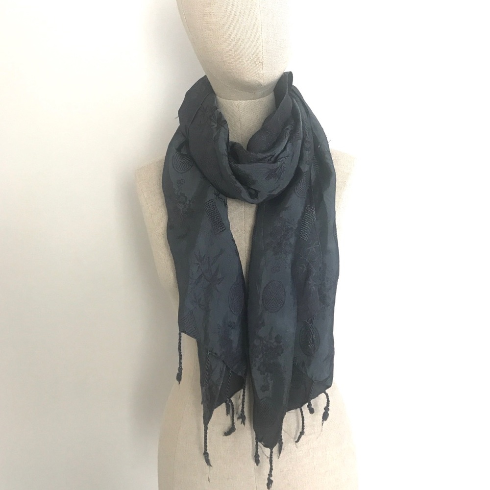 Charcoal Silk scarf / wrap from India